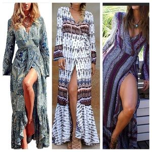 Bohemian boho Gypsy  long  flowy maxi Dress.